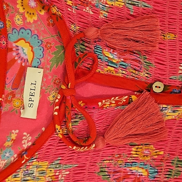 💕SPELL & THE GYPSY💕 Solstice Boho Midi Dress ~ Salsa Rose Large - Picture 13 of 16